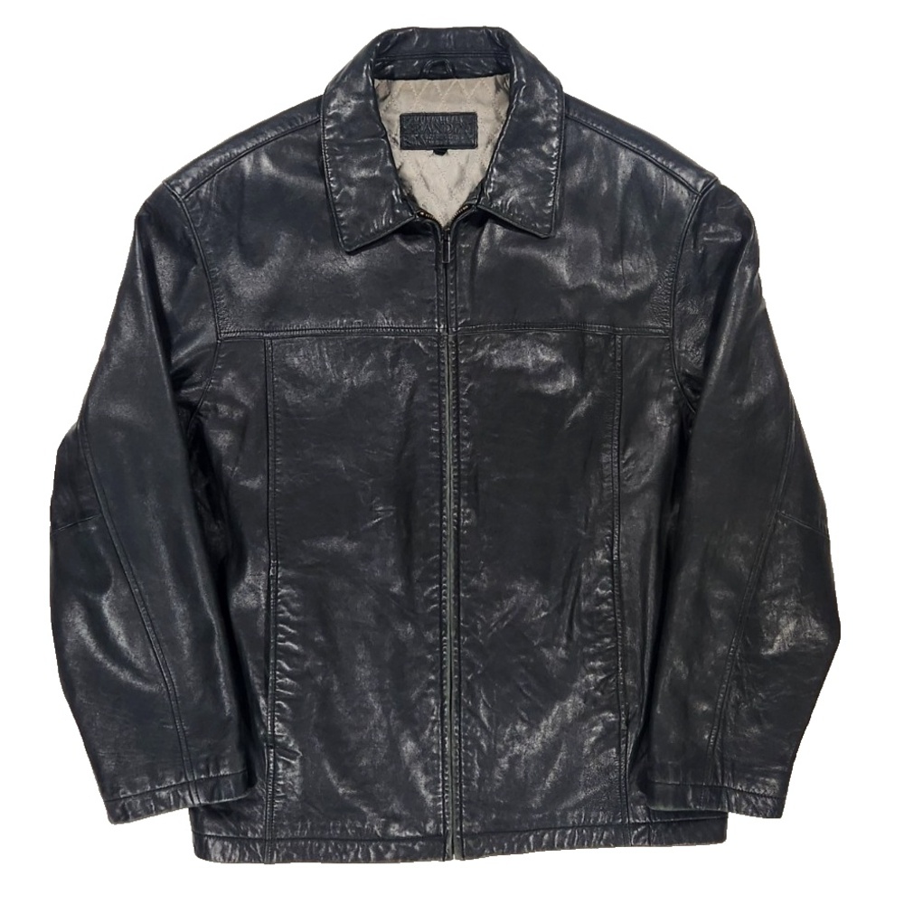 Brandini Lambskin Leather Moto Jacket L Minimalist Biker Quilted Streetwear Coat